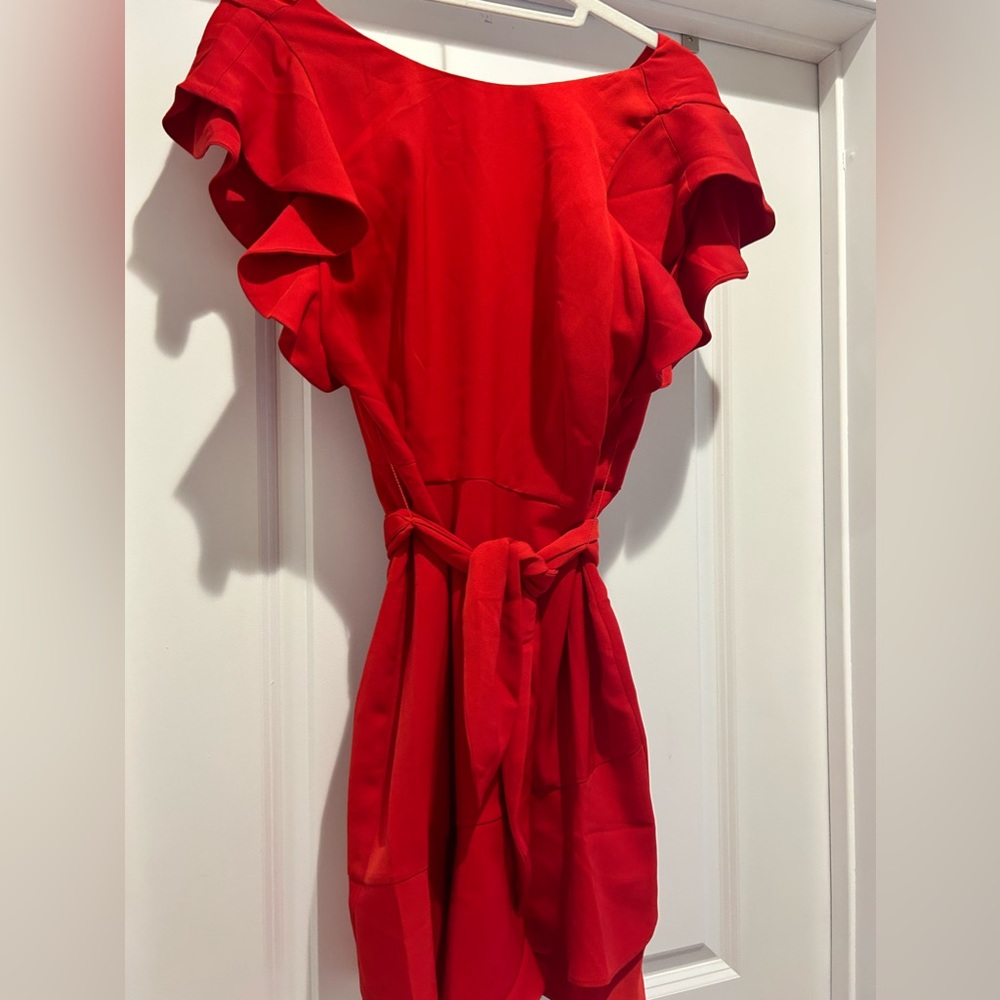 Red flirty ruffle dress